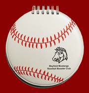 wirebound baseball memo jotter with booster club logo