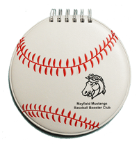 baseball shaped vinyl spiral note jotter