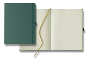 green blank page journal with ribbon marker