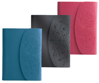 Blue, Gunmetal and Pink Leather Foldover Journals
