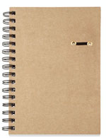 rercycled wirebound notebook with elastic pen loop on cover