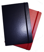 red and blue ultrahyde hardcover journal books
