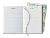 travel journal with world maps and ribbon marker